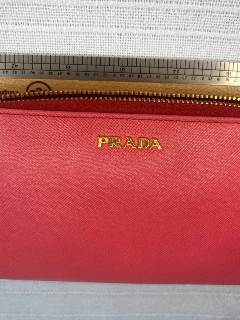 Prada Saffiano Leather Zip Around Wallet Pink OS Luxury